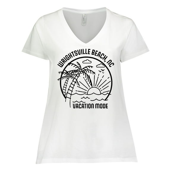 Inktastic Summer Vacation Mode Wrightsville North Carolina Women's Plus Size V-Neck T-Shirt