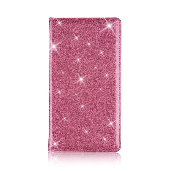 GASTROPOD Leather Checkbook Cover for Men & Women, Checkbook Wallet for Duplicate Checks with Elastic Band, Glitter Pink