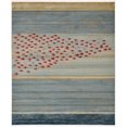 thumbnail image 2 of Unique Loom Fars Collection Modern Striped Tribal Inspired Design Area Rug, 7 ft x 10 ft, Light Blue/Beige, 2 of 2