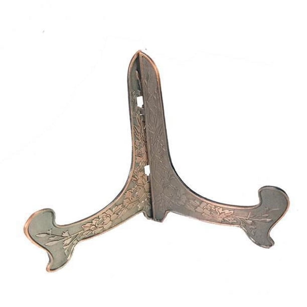 6xMetal Plato Plegable Tazón Plato Imagen Teacake Titular Caballete 12cm_Bronce 5 piezas