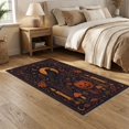 thumbnail image 2 of ODIKA 5'x7' Washable Area Rug Dark Orange Black Crow and Pumpkin Design Mystical Night Scene with Stars Candles for Dining Room, Under Table, Home Office, Non-Slip Chair-Friendly, 2 of 7