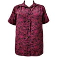 thumbnail image 1 of A Personal Touch Women's Plus Size Short Sleeve Button-Front Tunic with Shirring - Merlot Dilly - 4x, 1 of 3