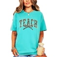 thumbnail image 6 of Teach Camo Varsity T-Shirt for Women - Coquette Bow Graphic Tee - Camouflage Teacher Shirt Seafoam Shirt Adult X-Large, 6 of 7