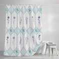 thumbnail image 4 of Green Flowers Shower Curtain, 36" x 72", Watercolor Floral Leaf Vintage Abstract Waterproof Bathroom Curtain Washable Shower Curtain Set with 12 Hooks, 4 of 8