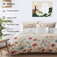 thumbnail image 3 of 3 Piece Pink Orange Teal Spring Floral Duvet Cover Set Queen Size,Microfiber Comforter/Quilt Cover with Corner Ties and 2 Pillowcases,Watercolor Botanical Summer Flowers Bedding with Zipper Closure, 3 of 8