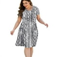 thumbnail image 4 of PCEAIIH Women's Plus Size Knee Length Dress Casual Short Sleeve Dress with Empire Waist, 4 of 6