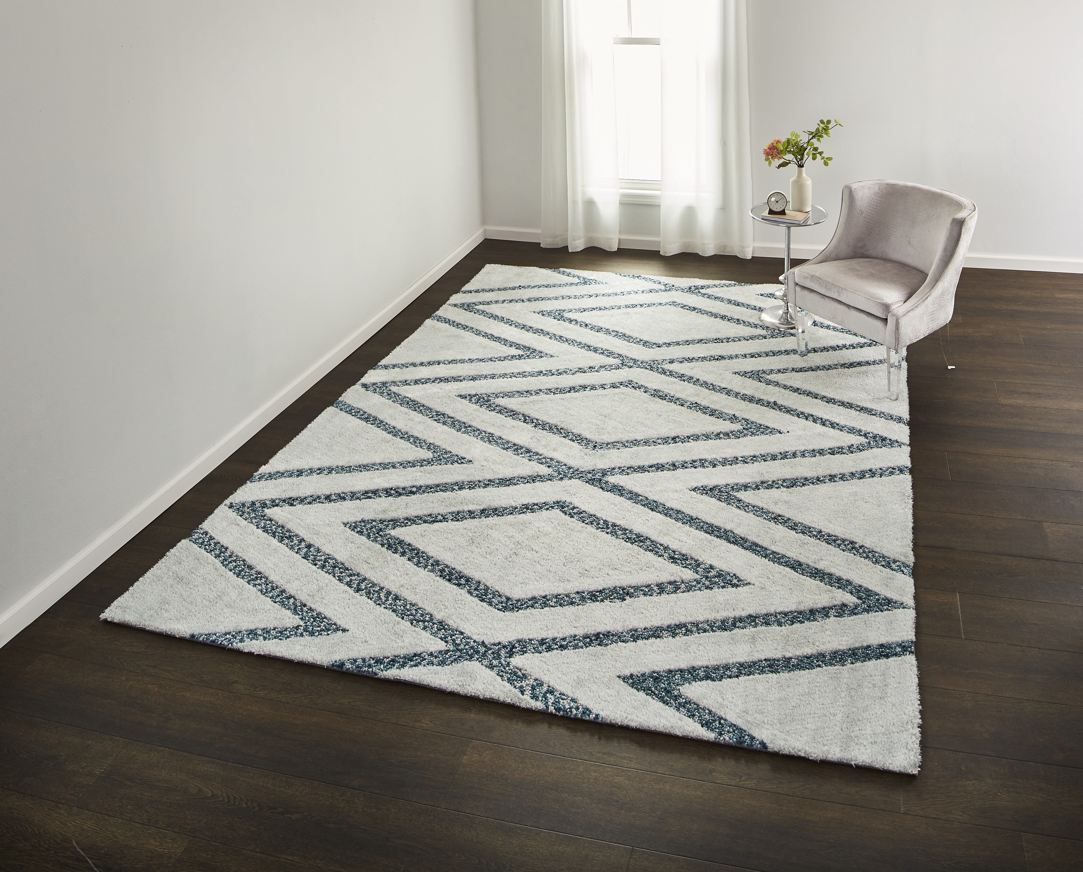 VCNY Home Madden Geometric Loop Pile Area Rug, 8' x 10', Blue Walmart