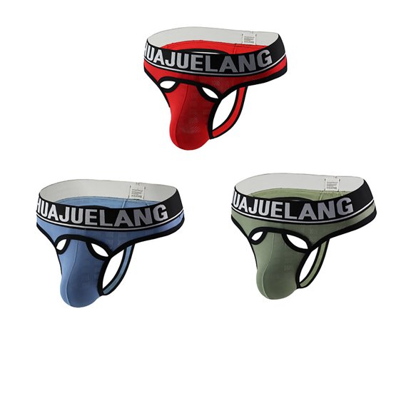 Ohufall Mens Underwear Men's Briefs 3-piece Mesh Sexy Breathable Fashion Men's Thongs Mesh Underwear Clearance