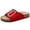 Red, variant on Heidi Women's Slide Sandals | Comfortable Cork Footbed | Arch Support Adjustable Buckle Vegan Suede | Anti-Slip Shoes for Summer & Beach