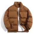 thumbnail image 3 of Mens Puffer Jacket Winter Coats Hood less Quilted Down Jackets Coffee XXXL, 3 of 5