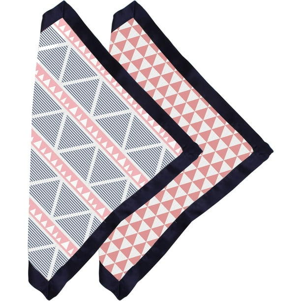 Bacati Emma Aztec Triangles Muslin 2Piece Security Blankets with Sateen Trim, Coral/Navy