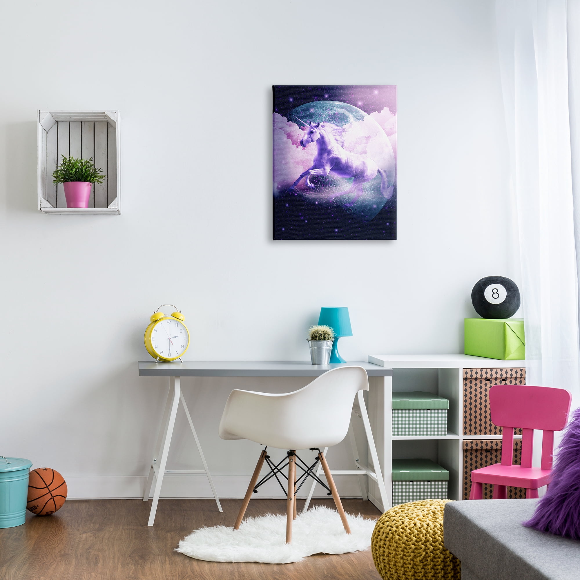 Stupell Industries Unicorn in Outer Space Fairy Tales & Fantasy Painting Gallery Wrapped Canvas Art Print Wall Art, 24 x 30