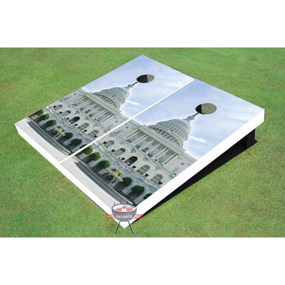 Capital Hill White Theme Cornhole Boards