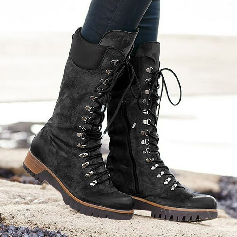 Lace up clearance hiker boots heel