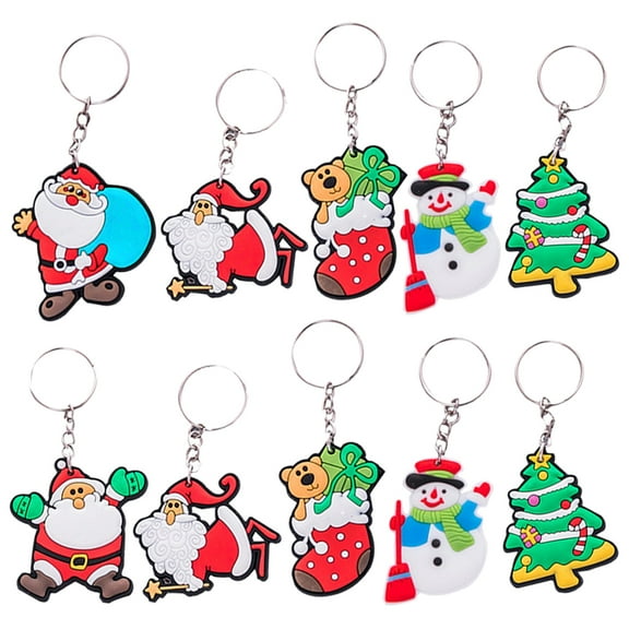 HONITANO Keychain Silicone Metal Christmas Design 10Pcs 2x2in