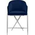thumbnail image 4 of Meridian Furniture Xavier Navy Velvet Counter Stool with Chrome Metal Legs, 4 of 8