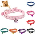 thumbnail image 1 of Flmtop Adjustable Pet Dog Crystal Rhinestone Bell Collar Soft Faux Leather Neck Strap Orange, 1 of 9