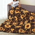 thumbnail image 6 of Sikiie Brown Plaid Sunflower Ultra-Soft Micro flannel Blanket Luxury All Seasons Warm Blanket for Bedding Sofa and Travel (4 sizes)-50"x40", 6 of 7