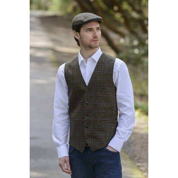 Mucros Weavers Adult Irish Tweed Vest – Donegal Green, X-Large