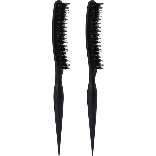 wonima44 Professional Teasing Brush for Voluminous Hair - Hair Styling Brush for Backcombing, Lift & Texture - Anti Static Boar Bristle with Ergonomic Handle for Women & Men (Black)