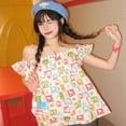 thumbnail image 4 of Sanrios Hello Kitty-tirantes de Anime Kawaii con hombros descubiertos, camisa con estampado de chica dulce Y2K, manga de Ángel, holgada, para verano, 4 of 4