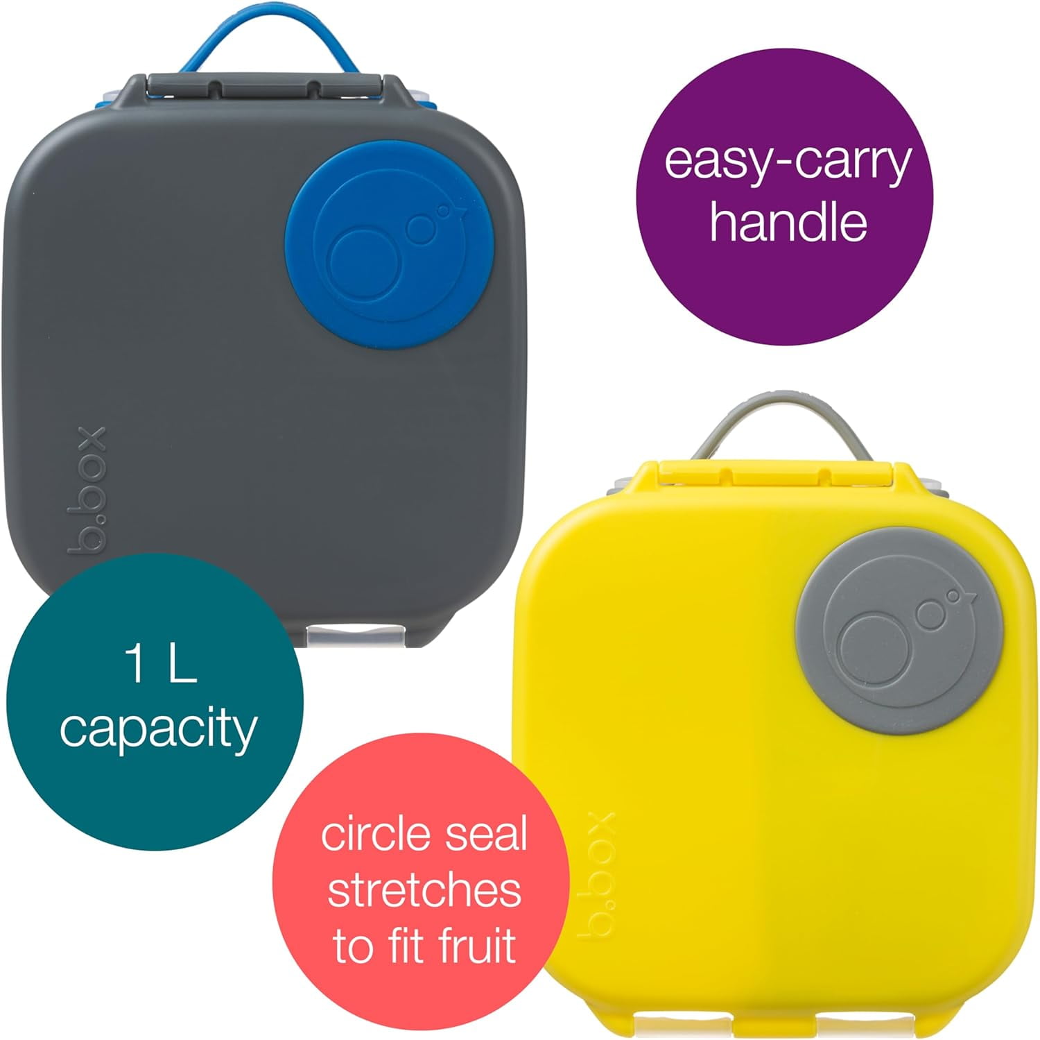 b.box Mini Lunch Box for Kids: Bento Box, Lunch Snack Container Ages 3+, BPA Free (Blue Slate + Lemon Sherbet, 4¼ Cup Capacity)