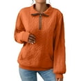 thumbnail image 2 of Orange Womens Sweatshirt Ladies' Fashionable Casual Turtleneck Zipper Long Sleeved Pocket Sweater Fall Clothes for Women, 2 of 6