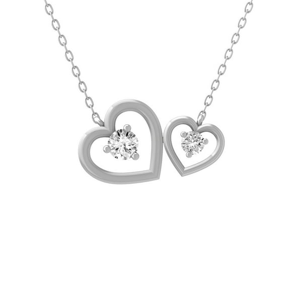 ARAIYA FINE JEWELRY 925 Sterling Silver Round-shape Lab Grown Diamond Twins Hearts Pendant Necklace (1/4 cttw, D-F Color, VS1 Clarity) 18"