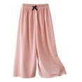 thumbnail image 3 of Bovxnpu Toddler Boys Girls Pants, Girls' Wide Leg Pants Lightweight Lounge Pants, Small And Medium-sized Summer Casual Loose Bow Wide Leg Pants With Ice Silk Thin Pants, 3 of 6