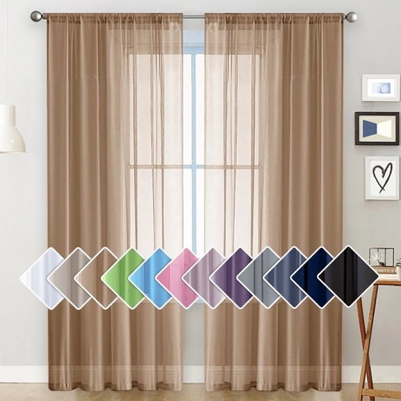 Bxaolu Semi Sheer Curtains 84 Inches Long, Light Filtering Drapes with Rod Pocket, Lightweight Window Treatments for Living Room Bedroom Decor, 52 X 84 Inch，1 Panel, Brown