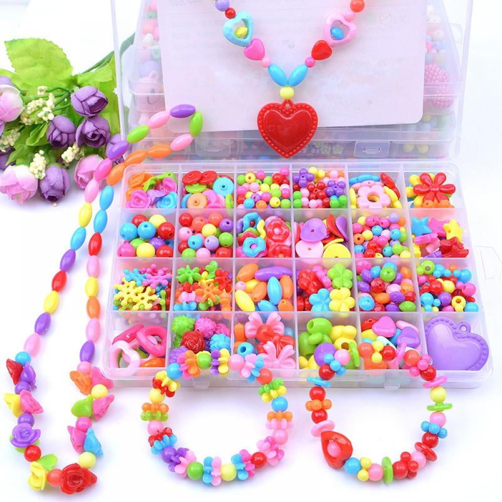 500 Pieces Beads for Girls Toys Kids Jewelry Making Kit Pop-Bead Art and  Craft Kits DIY Bracelets Necklace Hairband and Rings Toy Children Jewelry  Making Kit DIY Box/Set for Age 3 4