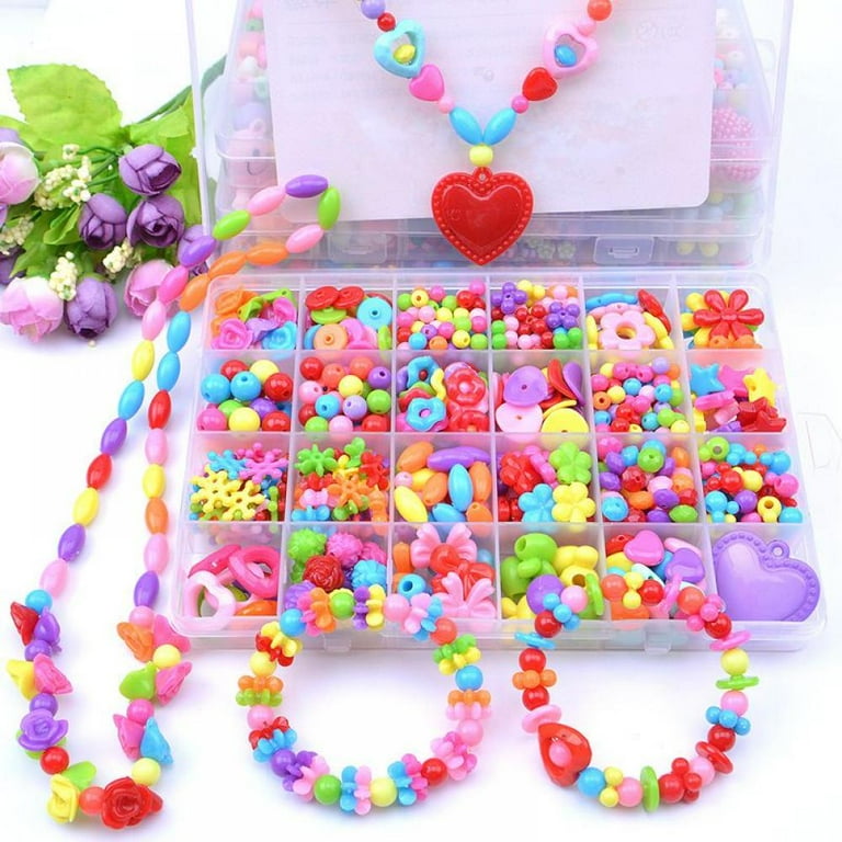 EDsportshouse Assorted Beads for Bracelet Making Crafts,Flat Clay Beads  Jewelry Making Kits,Christmas Birthday Gifts Toys for Kids Girls Age 5-12