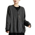 thumbnail image 2 of Delayuji Womens Button Up Cardigan Sweaters Long Sleeve Crew Neck Soft Lightweight Tie up Knit Loose Sweater Tops Spring Outfit L-5XL, 2 of 6