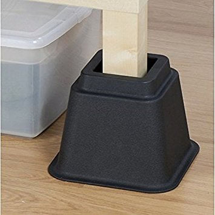 CreativeWare Plastic, Adjustable Bed Riser System in Black, 8 Count - image 3 of 9