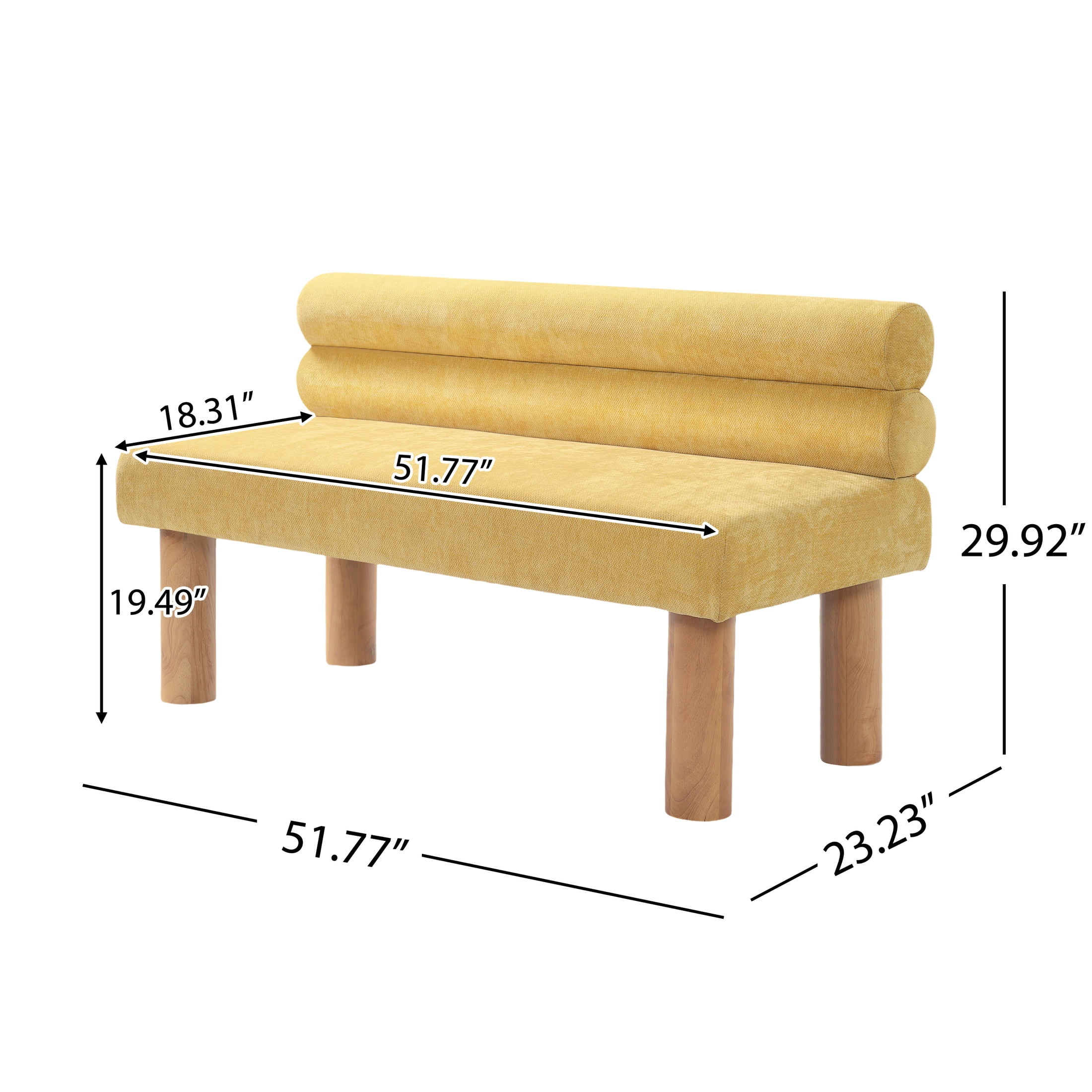 Christopher Knight Home Modern Fabric Upholstered Dining Bench with Solid Wood Legs, Yellow