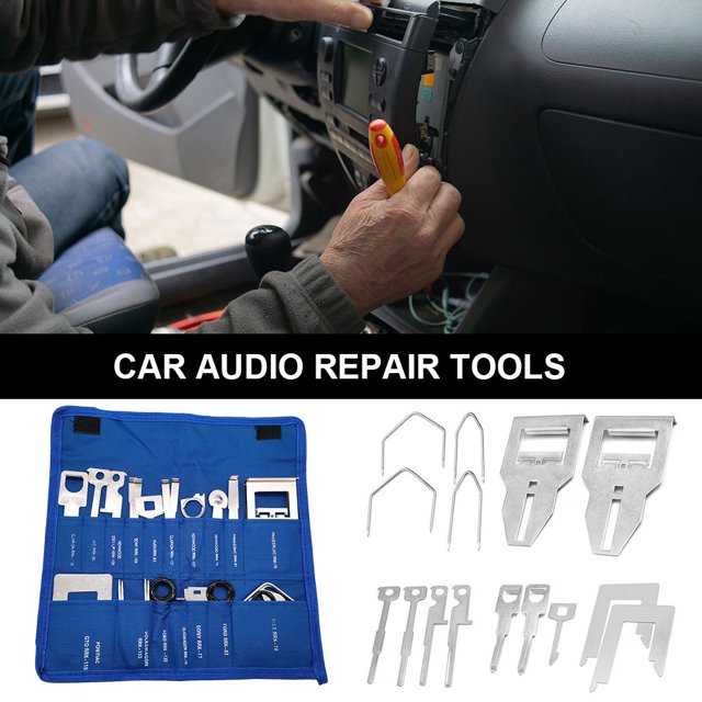 Herramientas de desmontaje del reproductor de CD del coche con bolsa de almacenamiento Juego de herramientas manuales de reparación de CD estéreo DQrwqpou Accesorios para autos y motos