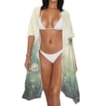 thumbnail image 3 of HELLHERO Dandelion Daisy Long Kimono Swimsuit Cover Up Comfort Polyester Flowy Bathing Suit Cover Up, 3 of 6