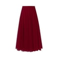 thumbnail image 1 of GPOECD Jupes Longues pour Femmes Mode Grande Jupe Évasée Fine Ligne A Couleur Unie Jupe d'Été pour Femmes Rouge,TG, 1 of 2