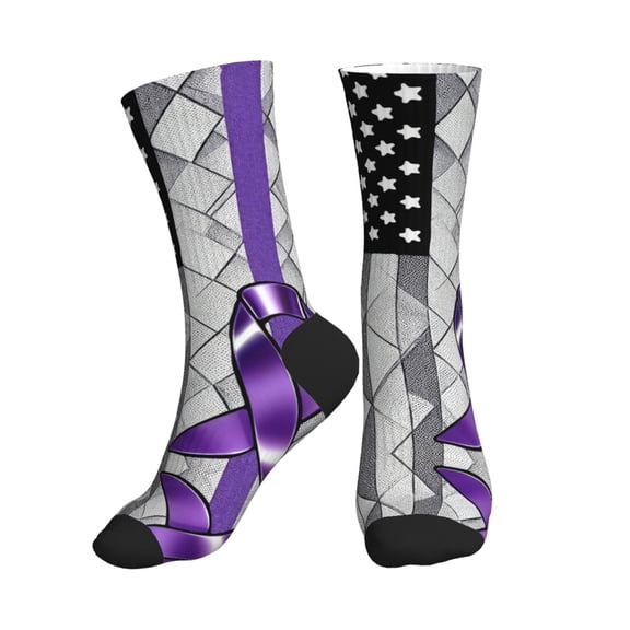 Athletic Socks Pancreatic Cancer Awareness Flag Sport Running Calf Socks Crew Socks for Men Women