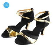 KAUU Soft Comfortable Latin Shoes Fashion Dance ChA cha Shoe for Women Black+Gold