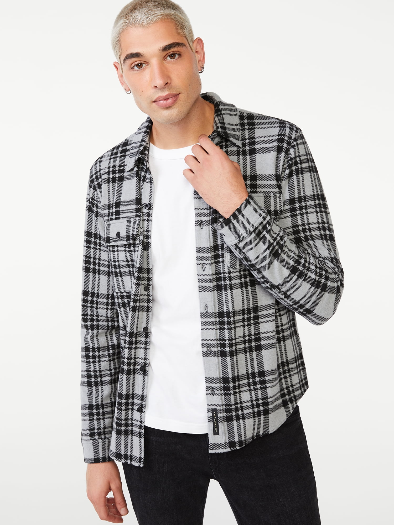 Free Assembly Men's Knit Flannel Shirt
