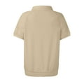thumbnail image 3 of larppty Womens Polo Shirts Business Casual Work Tops Short Sleeve Button Down Collared V Neck Golf Blouse T-Shirt (Beige, S), 3 of 4