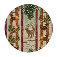 thumbnail image 4 of HAOXIT  Christmas Tablecloth, Chinese Style Lettering Merry Christmas Deer Pines Stars Border Lines, Round Table Cover for Dining Room Kitchen Decor 54-58, 4 of 8