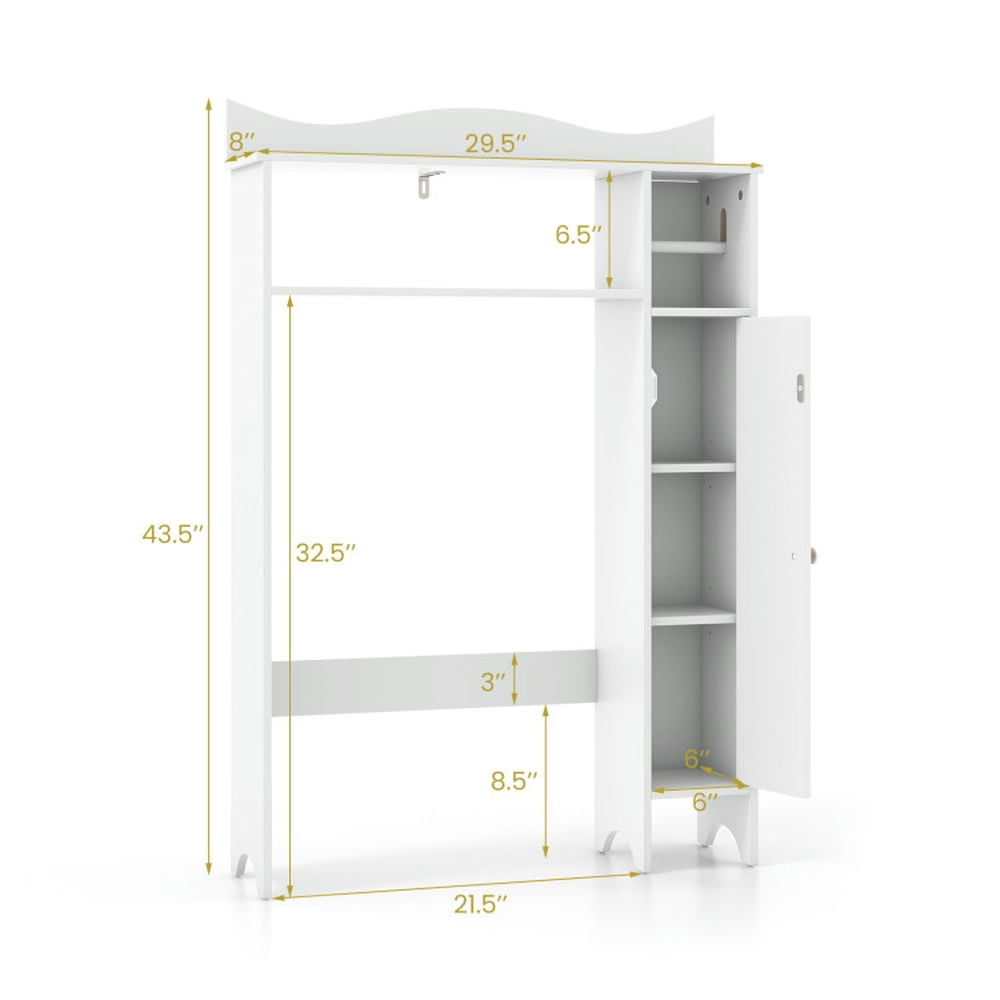 Finihen Toilet Storage Cabinet, Bathroom Cabinet Organizer, Wood Over the Toilet Bathroom Space Saver with Paper Holder and Shelf, for Bathroom, White