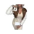 thumbnail image 3 of Veste Universitaire pour Femmes Manches Longues Veste de Baseball Courte Manteaux Bombers, 3 of 6