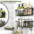 thumbnail image 2 of Organizador de ducha con jabonera y ganchos, estantes de ducha inoxidables, organizadores de baño sin perforaciones, decoración de pared para cocina y hogar (negro), 2 of 5
