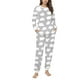 thumbnail image 2 of Conjunto de top y pantalones de poliéster con bolsillos largos y estampado de cuello redondo informal para mujer, 2 of 6