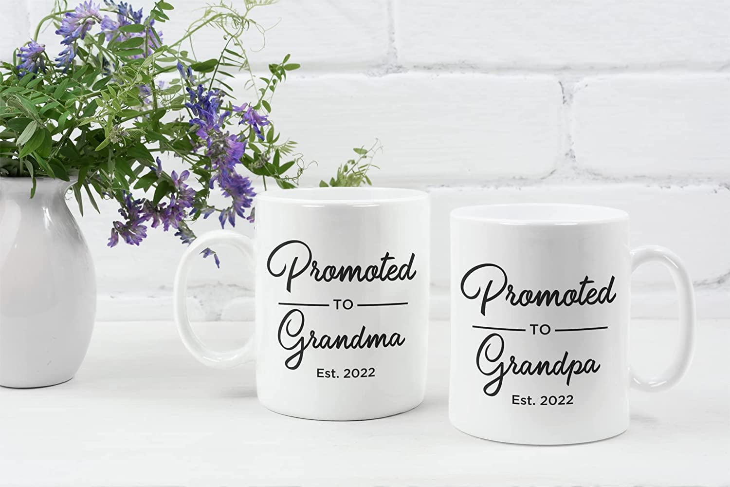 Grandparents Pregnancy Reveal Coffee Mugs, Baby Announcement Mug Set, Promoted to Grandma & Grandpa Cups, Future Grandfather Custom Year Gift Ideas, Grandmom to Be Gifts