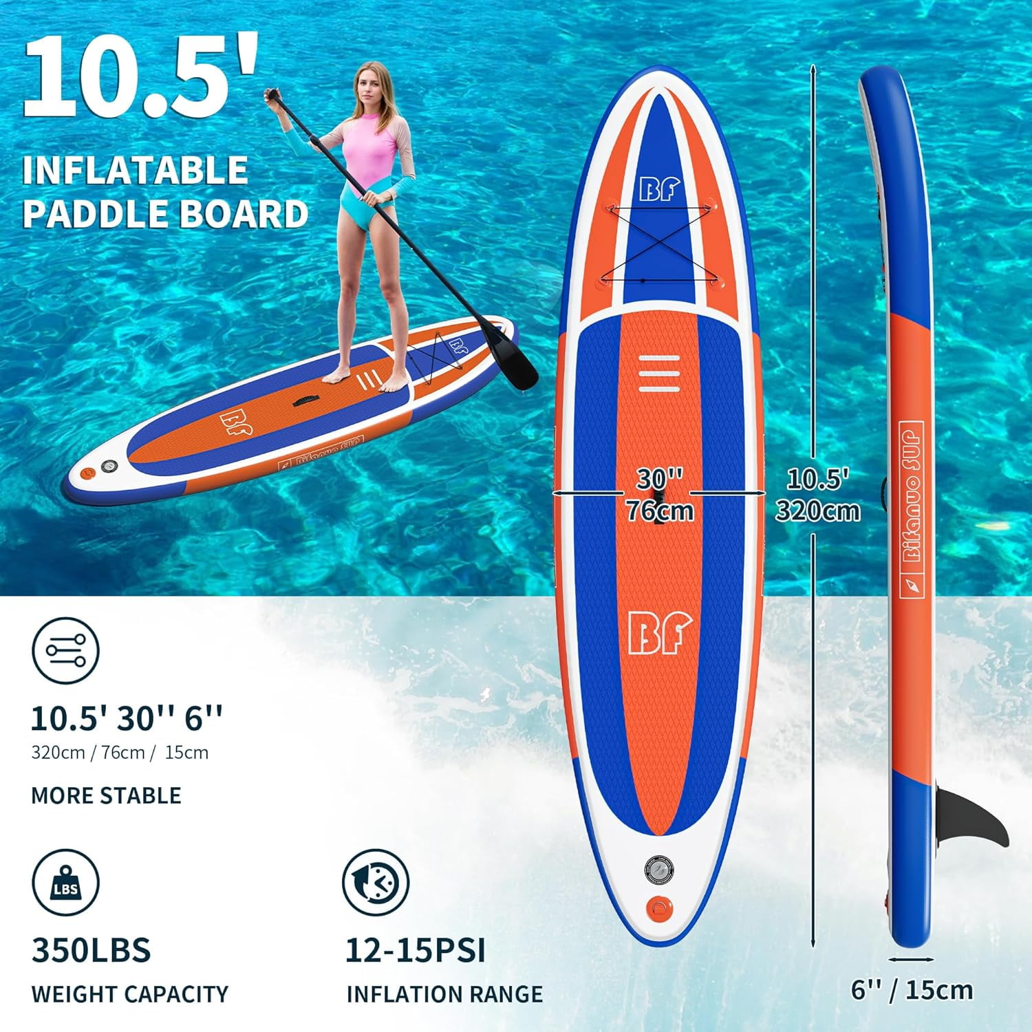 Bifanuo Inflatable Stand Up Paddle Board with SUP