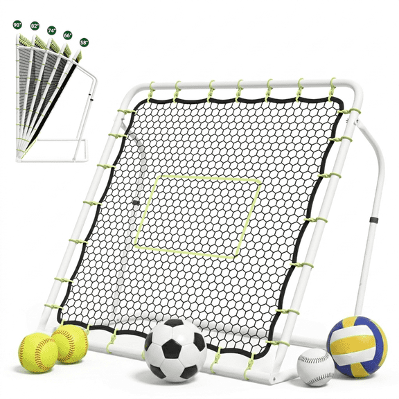 ABORON 4x4 FT Soccer Rebounder Net, 2-in-1 Rebounding Pitchback Net & Soccer Goal, Adjustable Angles and Steel Frame, Rebounder Net for Soccer, Baseball, Volleyball Training and Practice
